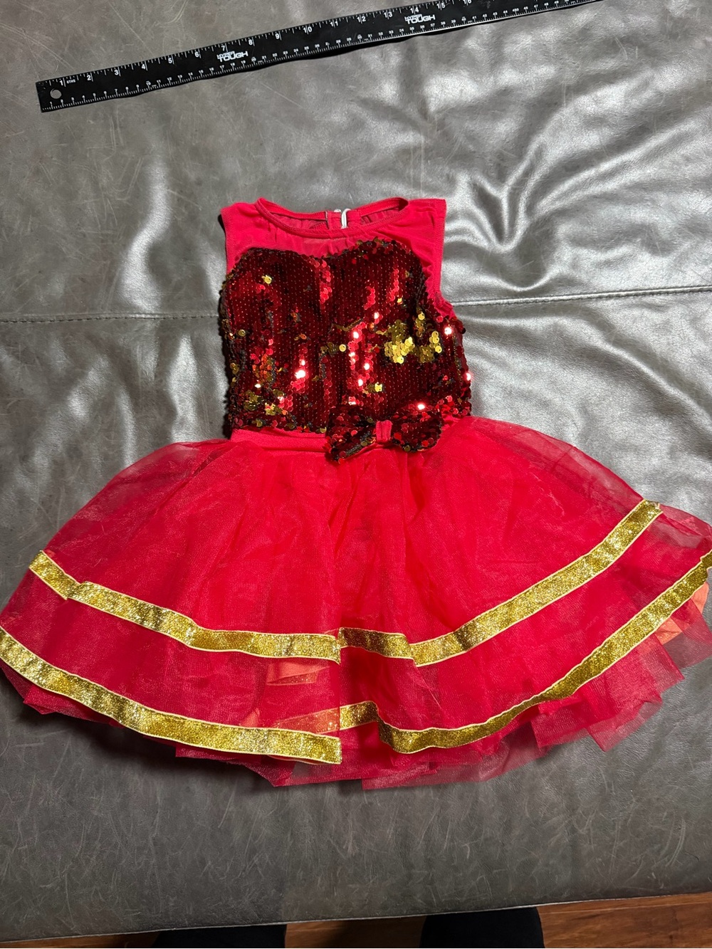 Weissman Girls XSC Red Gold Sequin Tutu Dance Costume Recital Competition